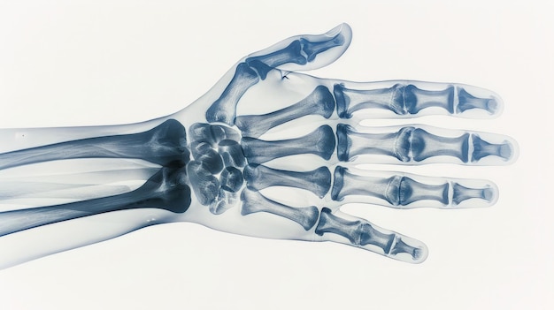 Hand xray view on a white background