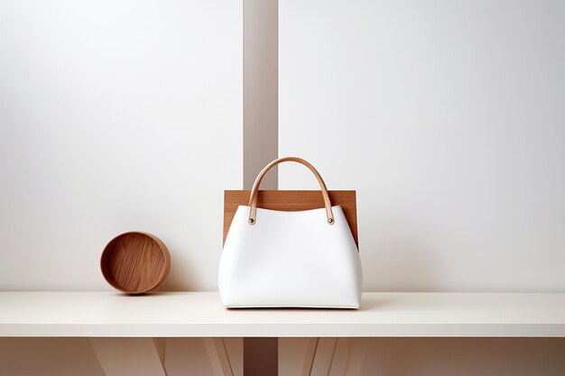 Photo handbag displayed on a clean uncluttered kitchen counter