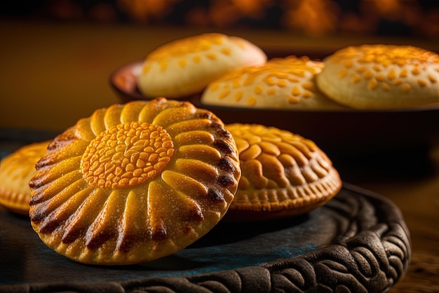 a handcrafted colombian pastry in closeup sitting on a table