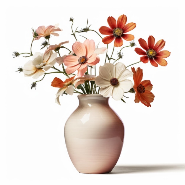 Handcrafted Flower Bouquet In Ceramic Vase Fresh And Organic 3d Images