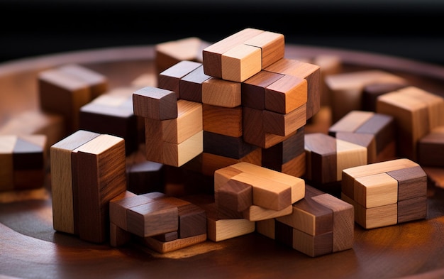 Handcrafted Wooden Puzzle Solving Wooden Challenge