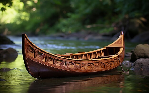 Handcrafted Wooden River Canoe Canoeing Bliss