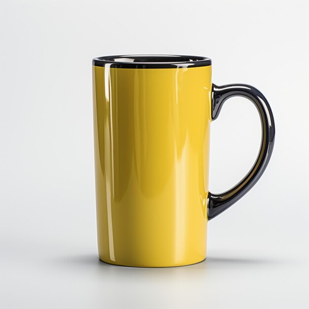 Handcrafted Yellow Mug with Raw Handle