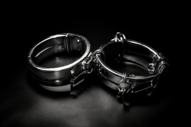 a handcuffs with dark background