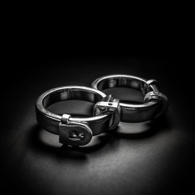 a handcuffs with dark background