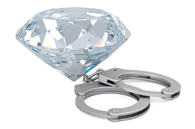 Handcuffs with Diamond 3D rendering