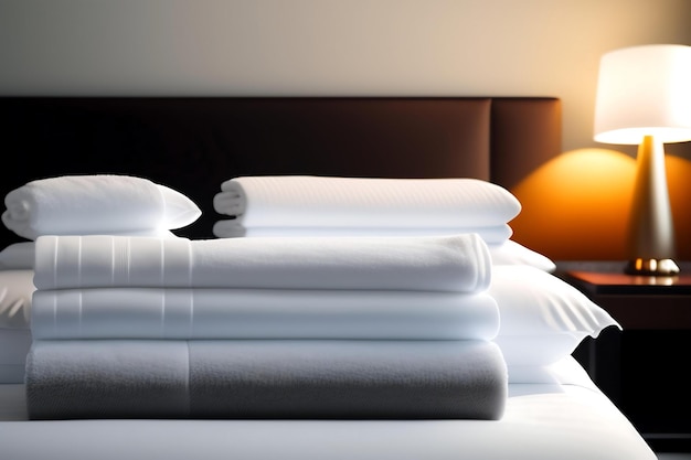 Handdoeken op bed in hotelkamer