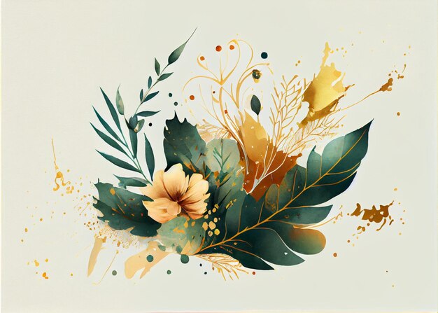 Handdrawn bouquet Watercolor composition with flowers AI Generated