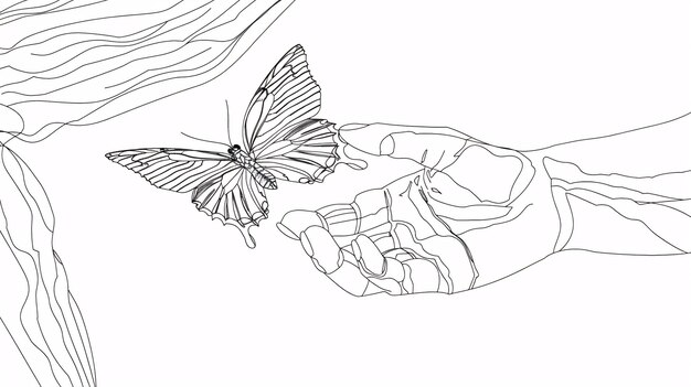 Photo a handdrawn butterfly illustration on a white background