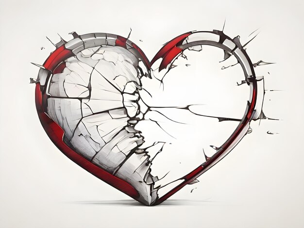 A HandDrawn Depiction of a Broken Heart ai art generator
