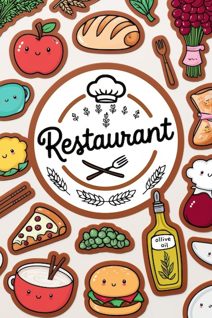 handdrawn fast food elements and cutlery collection