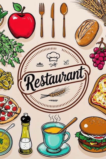 HandDrawn Fast Food Elements and Cutlery Collection