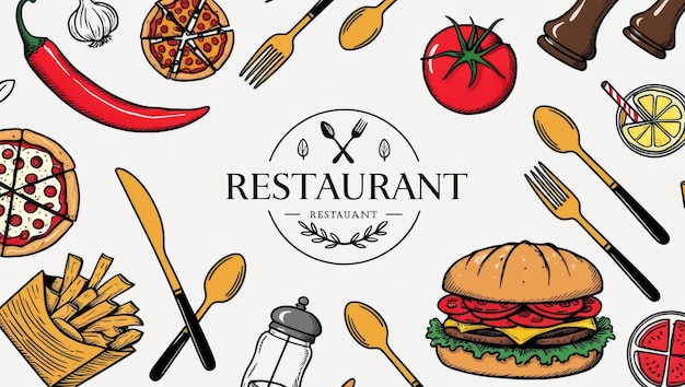 HandDrawn Fast Food Elements and Cutlery Collection