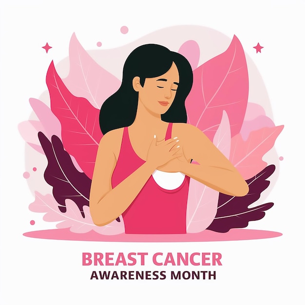 Photo handdrawn flat breast cancer awareness month illustration
