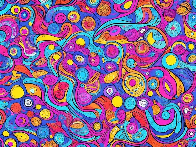 Photo handdrawn flat design abstract doodle pattern generative ai