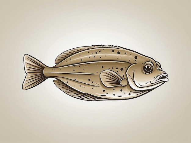 HandDrawn Flatfish Vector Isolated AI Image