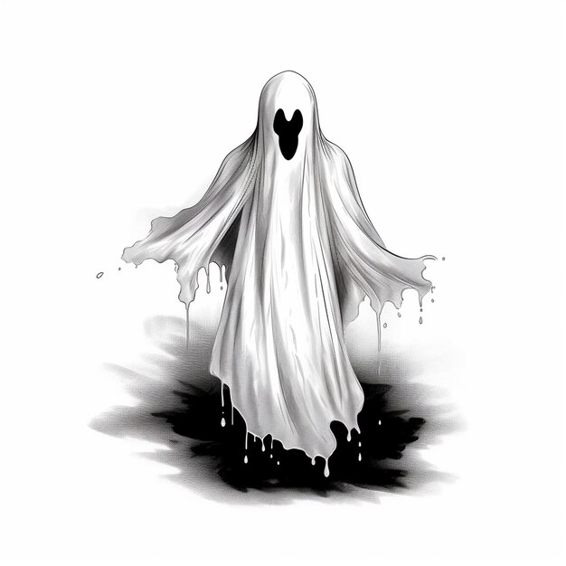 Photo handdrawn ghost for halloween creative craftsmanship