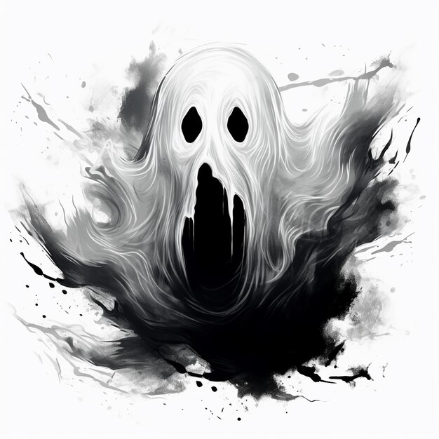 Photo handdrawn ghost illustrations