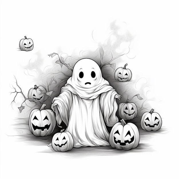 Foto estratto disegnato a mano del fantasma di halloween