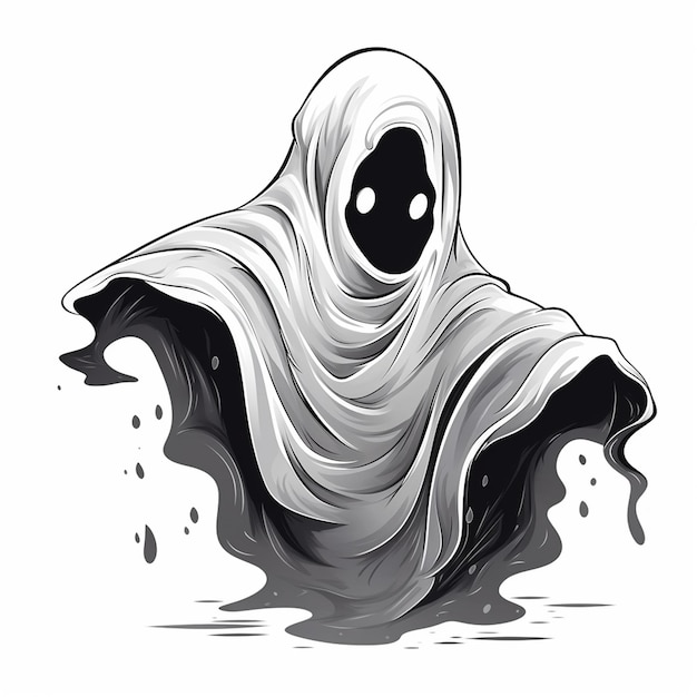 Photo handdrawn halloween ghost characters artistic presence