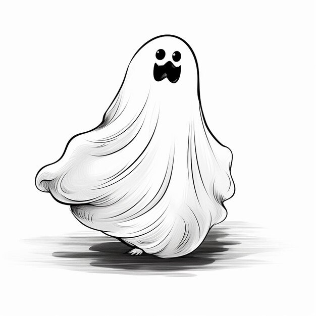 Photo handdrawn halloween ghost cute