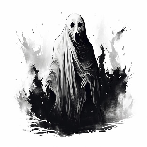 Photo handdrawn halloween ghost elegant