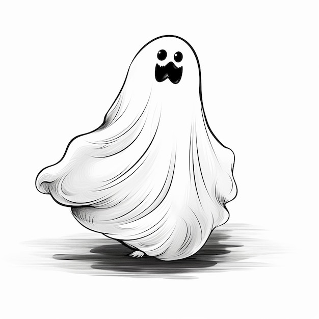 手描きのハロウィーンの幽霊の恐ろしい