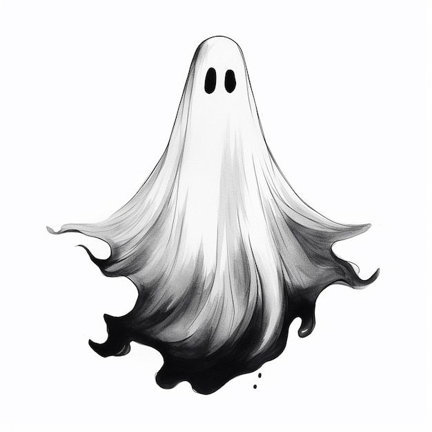 Photo handdrawn halloween ghost for print