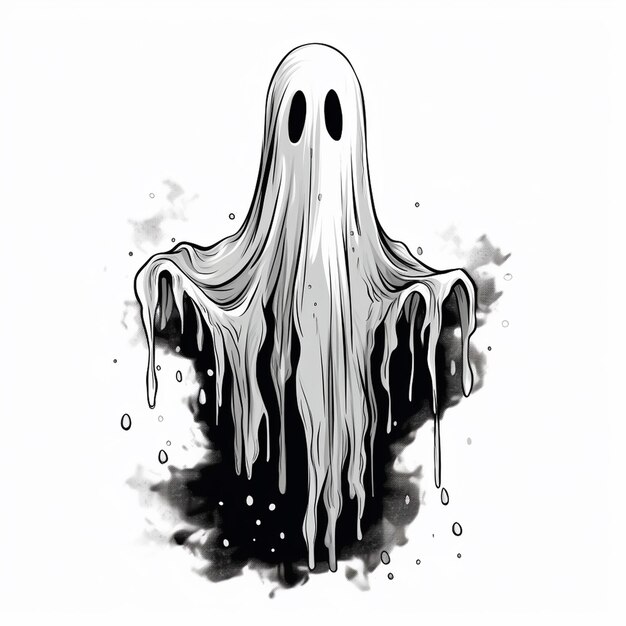 Foto fantasma di halloween disegnato a mano