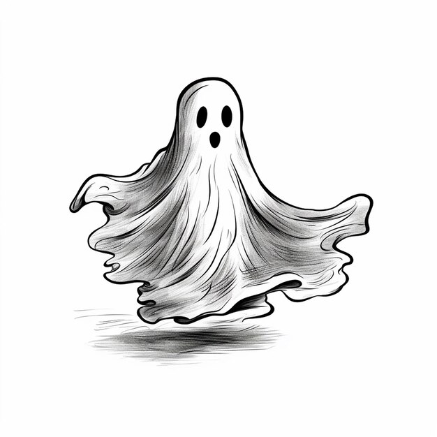 ハロウィーン・ゴースト (Halloween Ghost Whimsical Spirit) を手で描いた