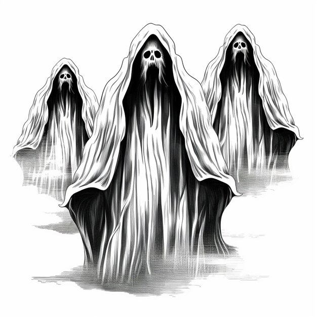 Photo handdrawn horror ghosts creepy artistry