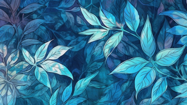 Handdrawn leaves background