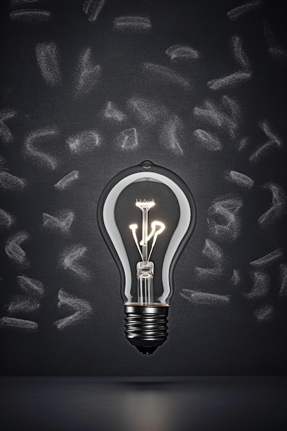 Handdrawn light bulb on chalkboard symbolizing creativity