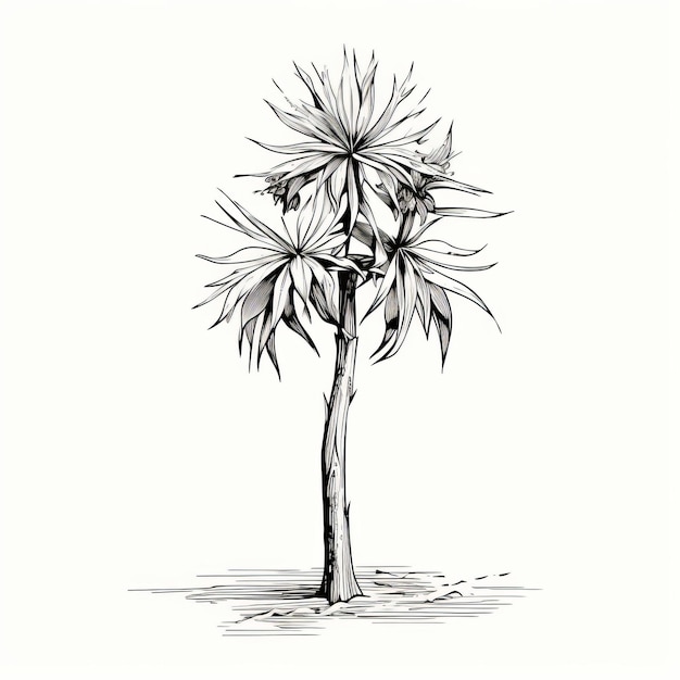 Photo handdrawn organic art nouveau palm tree sketch