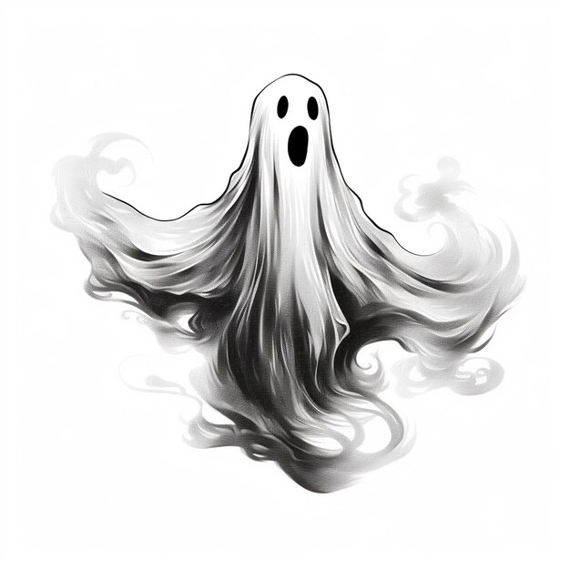 Photo handdrawn spooky ghost