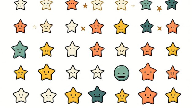 Handdrawn star icons presented in a cohesive vector set for easy integration