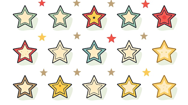 Нарисованные от руки значки звезд представлены в связном векторном наборе для легкой интеграции.
