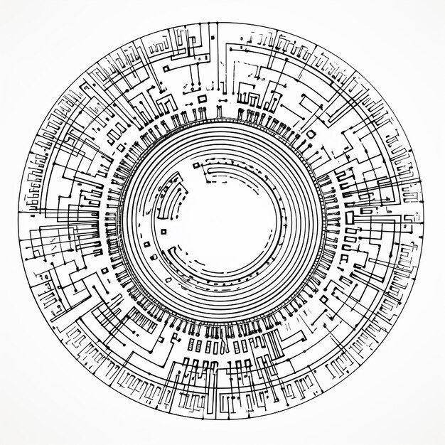 手描きのテクノロジー回路