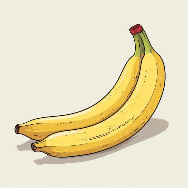 Handdrawn Vector Illustration Of Two Colorized Bananas In Classic Stilllife Style