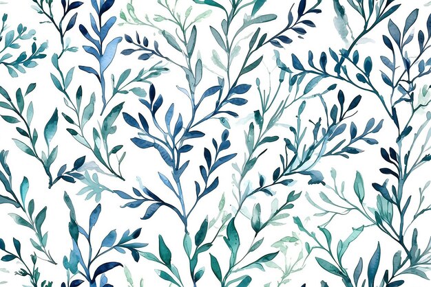 Handdrawn watercolor pattern with branches Cute and delicate seamless texture