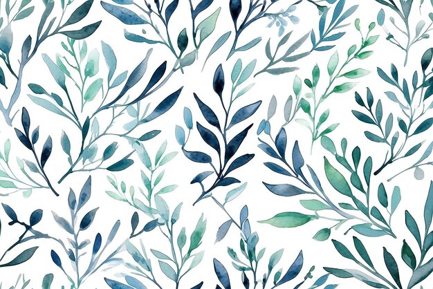 Handdrawn watercolor pattern with branches Cute and delicate seamless texture