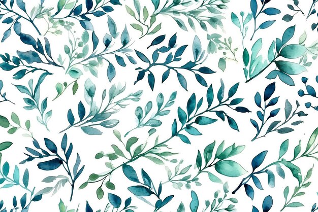 Handdrawn watercolor pattern with branches Cute and delicate seamless texture