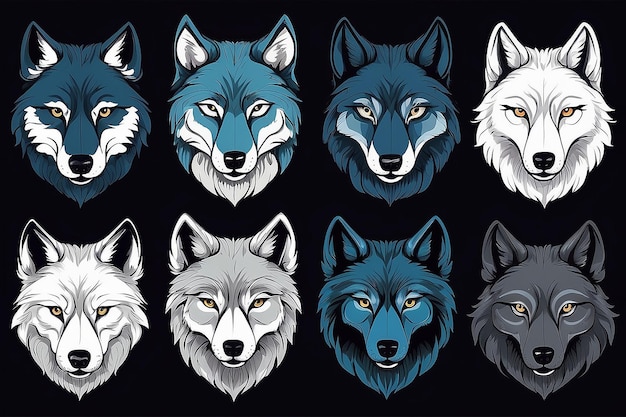 Photo handdrawn wolf head collection majestic sketches