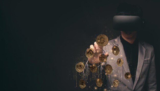 Foto handel verhandelen crypto-valutamunten bitcoin-uitwisselingen invest metaverse-aandelen