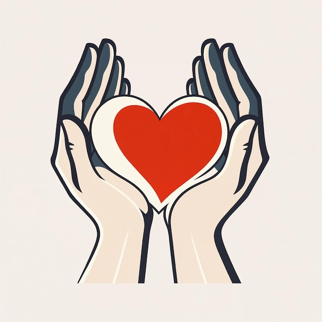 Handen die een hart vasthouden, symbool van liefde en zorg.