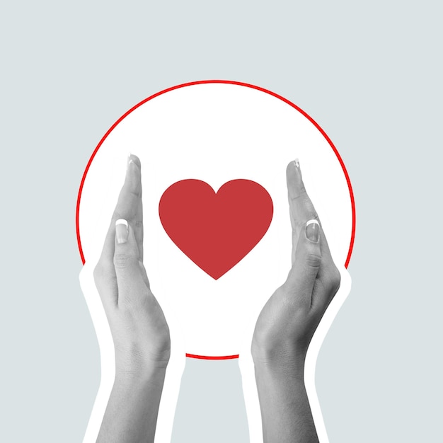 Handen houden een rood hart Donatie concept