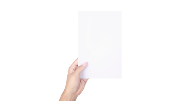 Handen met papier blanco voor een briefpapier