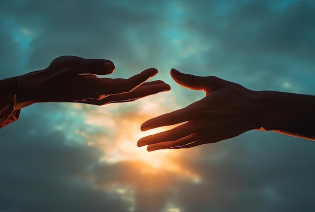 handen opsteken om licht te geven in de stijl van humanistische empathie