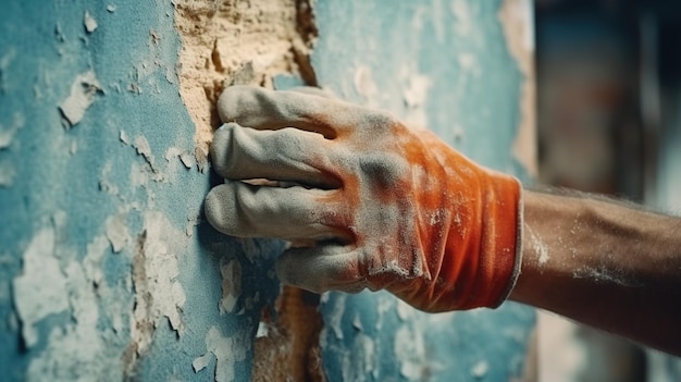 Handen van bouwvakkers met handschoenen