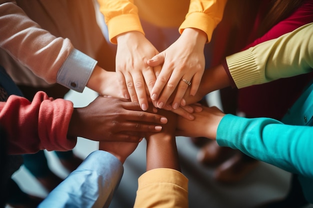 Handen vertrouwen teamwerk vrienden jonge eenheid zakelijke groep ondersteuning samen partner ontmoeting vriendschap saamhorigheid werk